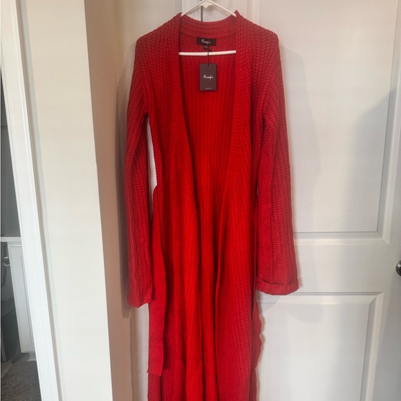 Hanifa Red Knit Maxi Cardigan - Picture 2 of 7